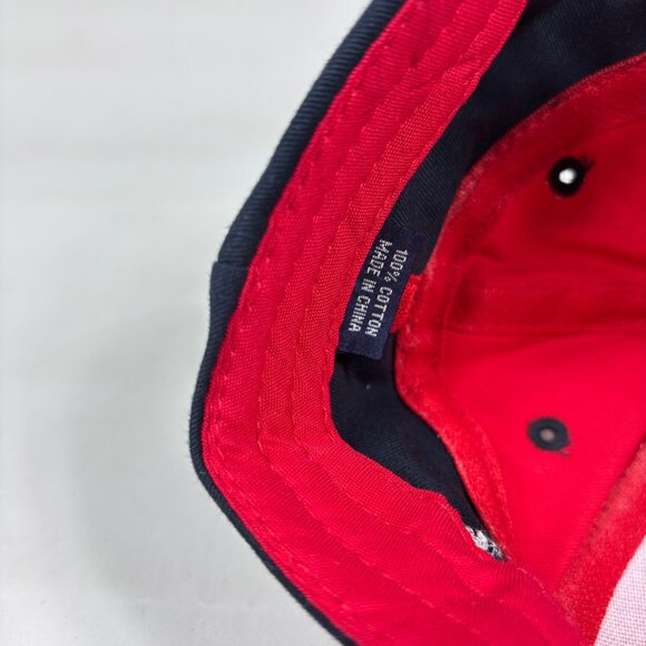 Komatsu Red Black Hi-Density Embroidered Strapback Cap Hat w/ American Flag - Picture 7 of 8
